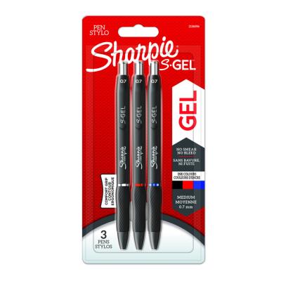 Stylo S-Gel rétractable Sharpie - pointe moyenne 0,7 mm - pochette de 3 assortis