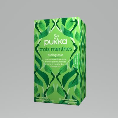 Infusion biologique Pukka au trois menthes - boîte de 20 sachets emballés individuellement