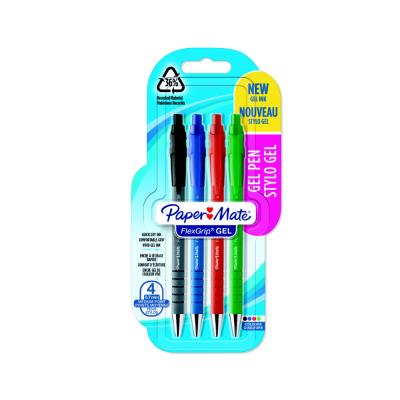 Stylo bille encre gel rétractable Papermate Flexgrip Gel - pointe moyenne 0,7 mm - 4 couleurs assort