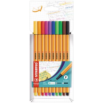 Stylo-feutre Stabilo Point 88 - pointe fine 0,4 mm - Pochette de 10 coloris assortis