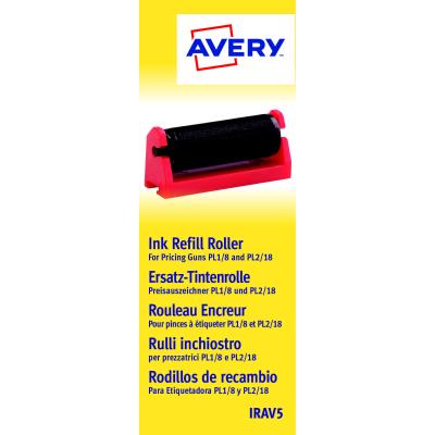 Boîte de 5 rouleaux encreur noir pour pince à étiqueter Avery PL1/8 et PL2/18