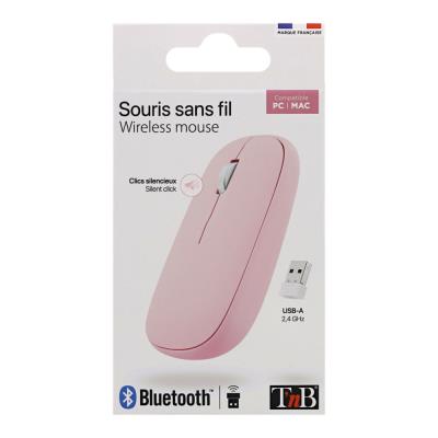 Souris sans fil 2 en 1 TNB Iclick - Bluetooth et dongle USB - Rose