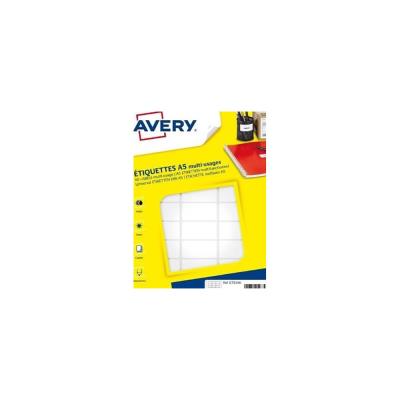 Etiquettes multi-usages Avery - ETE030 - 19 x 38 mm - 16 Planches A5 - blanches - paquet de 480