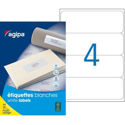 Étiquettes pour dos de classeur auto-adhésives Agipa - multi-usage - 190 x 60 mm - blanches - pochet