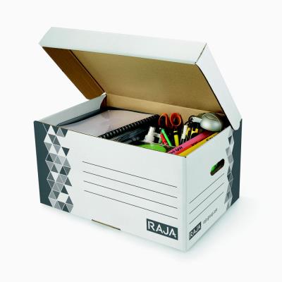 Caisse archives RAJA Premium - L.54 x P.36 x H.26 cm - Gris - Lot de 10