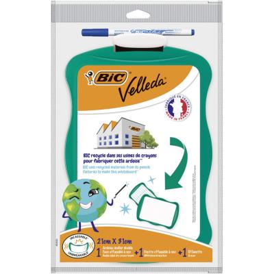 Ardoise effaçable BIC à Sec Velleda recyclée double face 21x31 cm avec feutre et effacette - Cadre v