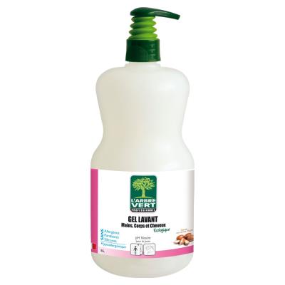 Gel lavant mains L'Arbre Vert - corps et cheveux parfum argan - Flacon pompe 1l