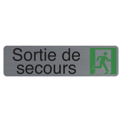 Plaque signalétique adhésive Exacompta Sortie de secours - Rectangle Gris / Vert