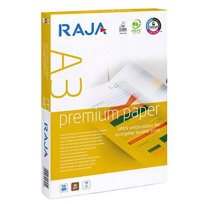 Papier extra-blanc Raja Paper - A3 - 80g - CIE 169 - Premium - ramette de 500 feuilles