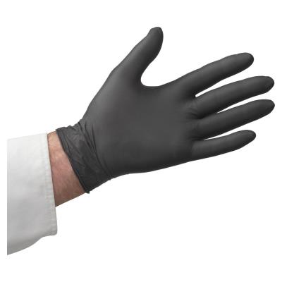 Gants usage court Unigloves nitrile non poudrés - Noir - Taille 8 - Boîte distributrice de 100