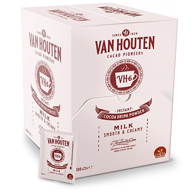 Chocolat chaud en dosette individuelle Van Houten - sachets 23g - boite de 100