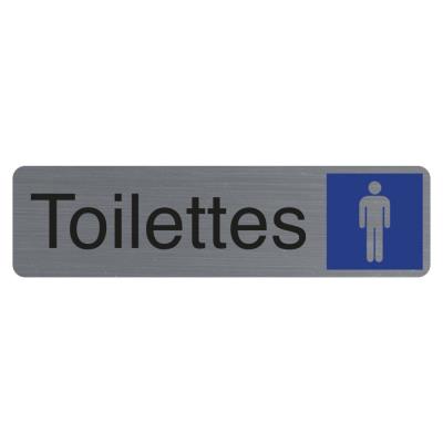 Plaque signalétique adhésive Exacompta Toilettes Homme - Rectangle Gris / Bleu