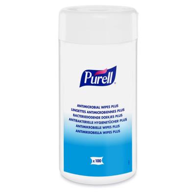 Lingette antimicrobienne Purell Plus - Antiseptique pour les mains - Boîte de 100