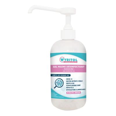 Gel hydroalcoolique désinfectant mains Wyritol - flacon pompe 500 ml