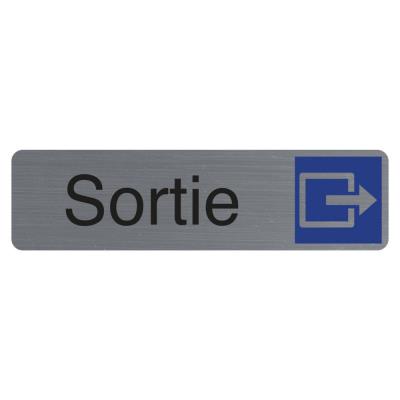 Plaque signalétique adhésive Exacompta Sortie - Rectangle Gris / Bleu