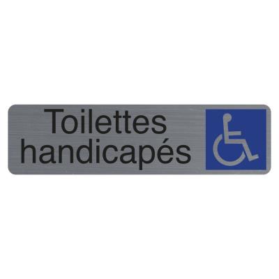 Plaque signalétique adhésive Exacompta Toilettes Handicapés - Rectangle Gris / Bleu