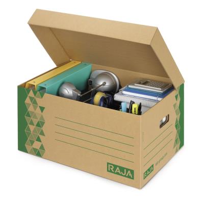 Caisse archives RAJA carton recyclé - Kraft / Vert - Lot de 10