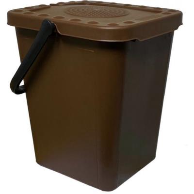 Seau collecteur de déchets biodégradables avec couvercle - Brun - 10 l