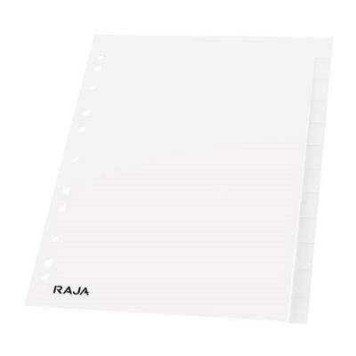 Intercalaires neutres A4 RAJA en polypropylène blanc - 12 onglets
