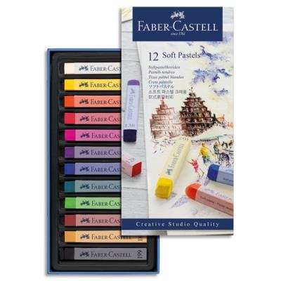 Boîte de 12 pastels tendres Faber Castell Créative Studio - Couleurs intenses et facilement miscibles