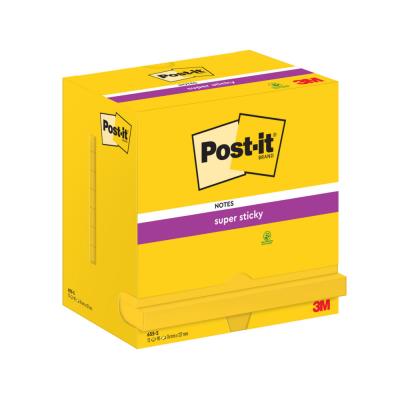 Notes repositionnables Post-it Super Sticky - rectangle - Jaune jonquille - 76 x 127 mm - lot de 12 