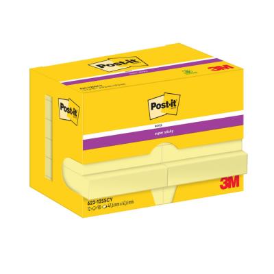 Notes repositionnables Post-it Super Sticky - carré - Jaune canari - 51 x 51 mm - lot de 12 blocs de