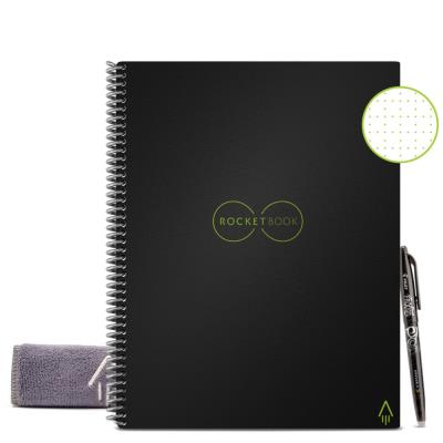 Cahier connecté Rocketbook Core Letter - A4 - réutilisable 32 pages à points - Noir