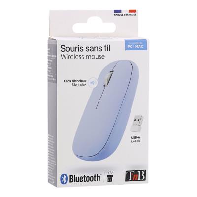Souris sans fil 2 en 1 TNB Iclick - Bluetooth et dongle USB - Bleu