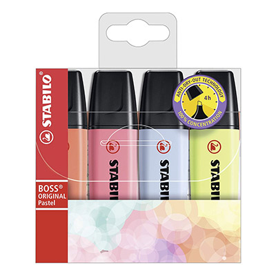 Surligneur Stabilo Original Boss Original - coloris pastel assortis - pochette de 4
