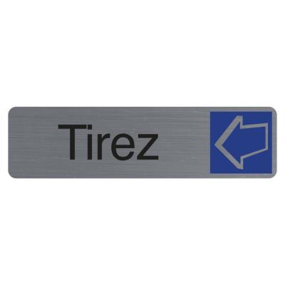 Plaque signalétique adhésive Exacompta Tirez - Rectangle Gris / Bleu