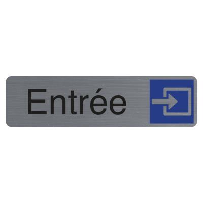 Plaque signalétique adhésive Exacompta Entrée - Rectangle Gris / Bleu