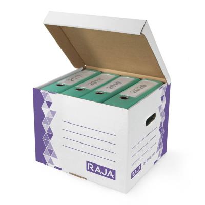Caisse multi-usage RAJA format cube montage automatique en carton - Blanc / Violet - Lot de 10
