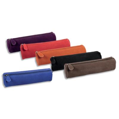 Trousse ronde Quo Vadis Velours 22x6cm en cuir suede - coloris assortis