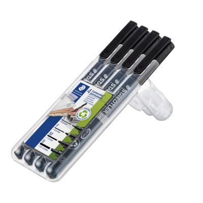 Marqueur permanent Staedtler Lumocolor 4 largeurs de pointe ogive - Noir étui de 4