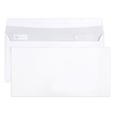 Enveloppe extra blanche Clairefontaine DL 110 x 220 mm 80g sans fenêtre - bande autoadhésive - paque