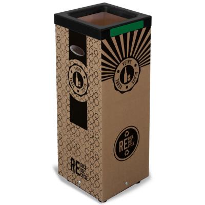 Poubelle carton de tri sélectif pour le recyclage du verre 100L - Couvercle métal Vert