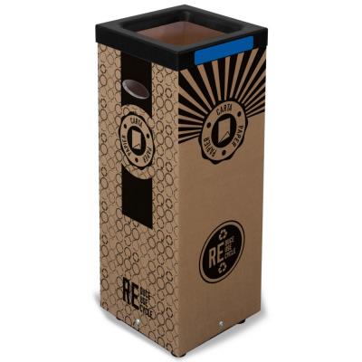 Poubelle carton de tri sélectif pour le recyclage du papier 100L - Couvercle métal Bleu