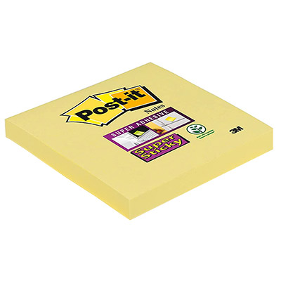 Notes Post-it Supersticky - 76 x 76 mm - lot de 12 blocs de 90 feuilles - jaune