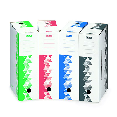 Boîtes archives dos 10 cm + 5 caisses archives Premium couleurs assorties - pack de 25