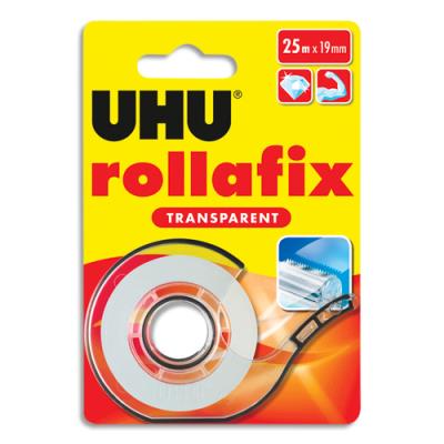 Ruban adhésif sur dévidoir UHU Rollafix transparent 25m x 19mm + recharge