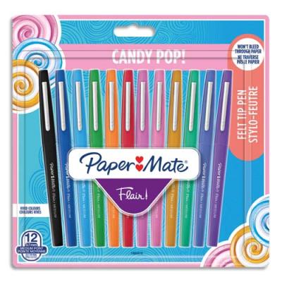 Stylos feutres Papermate Flair Original - assortis candy pop - blister de 12