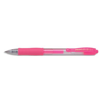 Stylo roller encre gel Pilot G-2 - Pointe moyenne 07 RT - Couleur Rose néon