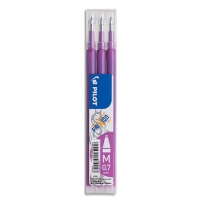 Set de 3 recharges pour roller Pilot FriXion Ball 07 - Pointe moyenne 0,7 mm - Encre Mauve