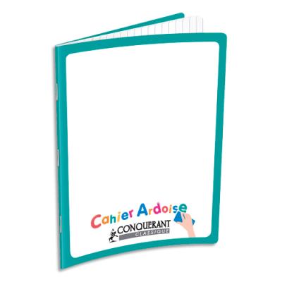Cahier Conquerant ardoise - agrafé - 24x32 cm - 48p - 90g - séyès - couverture effaçable unie recto 