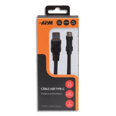 Câble USB 3.0 USB-A/Type-C Mâle/Mâle 570311 APM - 1 m - noir