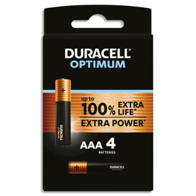 Piles alcalines Duracell AAA Optimum - 1,5 V LR03 MN2400 - lot de 4 piles