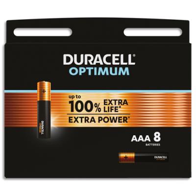 Piles alcalines Duracell AAA Optimum - 1,5 V LR03 MN2400 - lot de 8 piles