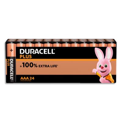Piles alcalines Duracell AAA Plus 100% - 1.5V LR03 MN2400 - lot de 24 piles
