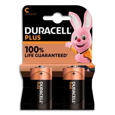Piles alcalines Duracell C Plus 100% - 1.5V LR14 MN1400 - lot de 2 piles