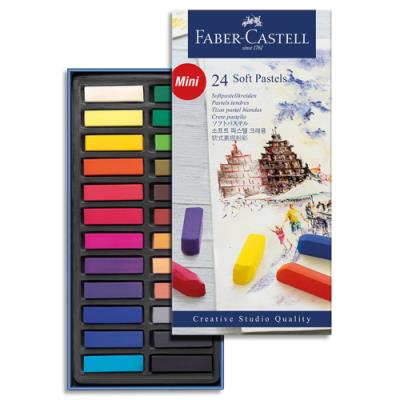 Boîte de 24 demi-pastels tendre Faber Castell Creative Studio - Couleurs intenses et facilement misc